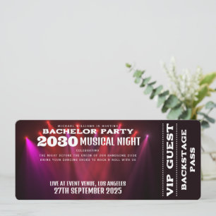 音楽コンサートVIPチケット及びRSVPバチュラーパーティ 招待状