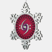 音楽コントラバスのクレフ、音符記号の銀のオーナメント スノーフレークピューターオーナメント (右)