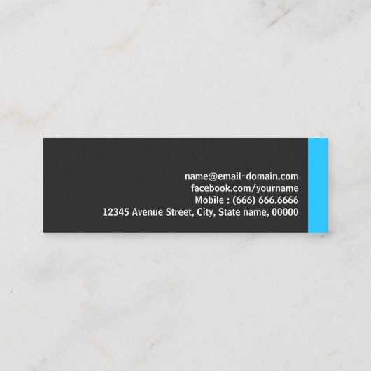 音楽コンポーザー – パーソナルアクアブルーミニ スキニー名刺 (裏面)