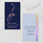 音楽サクソフォーンの楽器のミュージシャンのばら色の金ゴールド 名刺 (正面/裏面)