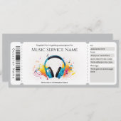 音楽サブスクリプションギフト証明書のテンプレート 招待状 (正面/裏面)