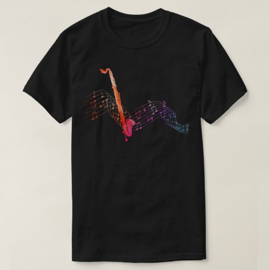 音楽シカラフルートコントラバスC上のバスクラリネット Tシャツ (デザイン正面)