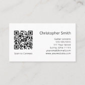 音楽シンプルギターレッスンQRコード白黒 名刺 (裏面)