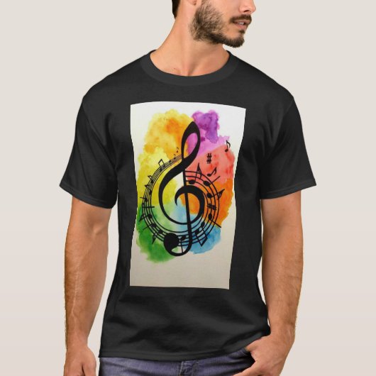 音楽シンプルTシャツ印刷 Tシャツ (正面)