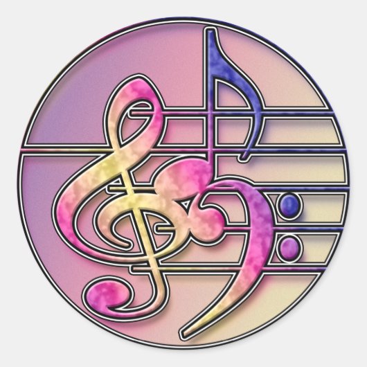 音楽シンボルステッカー ラウンドシール (正面)