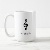 音楽シンボルトレブルクレフ、 音符記号白黒 コーヒーマグカップ (左)