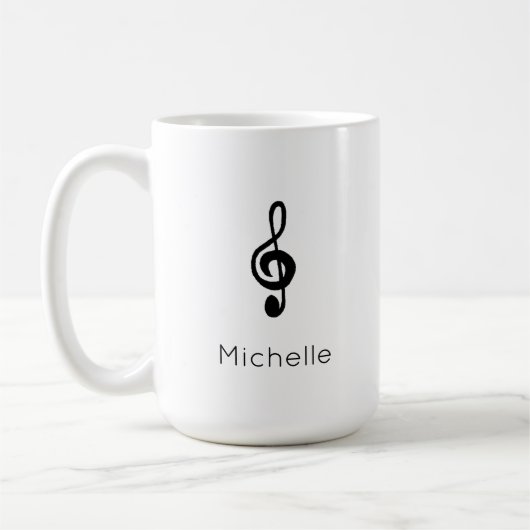音楽シンボルトレブルクレフ、 音符記号白黒 コーヒーマグカップ (左)