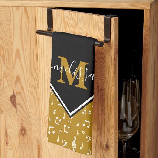 音楽シンボルパーソナライズされた キッチンタオル (三つ折り)