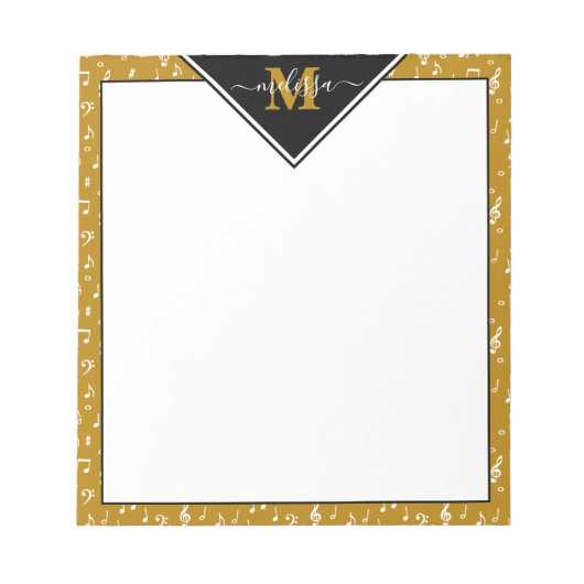 音楽シンボルパーソナライズされた ノートパッド (正面)