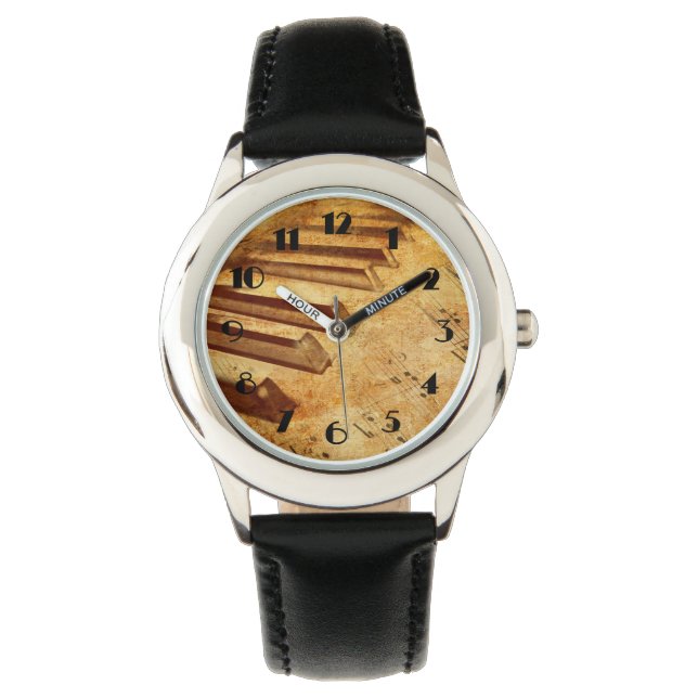 音楽シーグランジトピアノ鍵 腕時計 (正面)