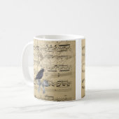 音楽シートでカラスを鳴らす コーヒーマグカップ (正面左)