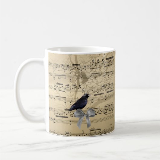 音楽シートでカラスを鳴らす コーヒーマグカップ (左)