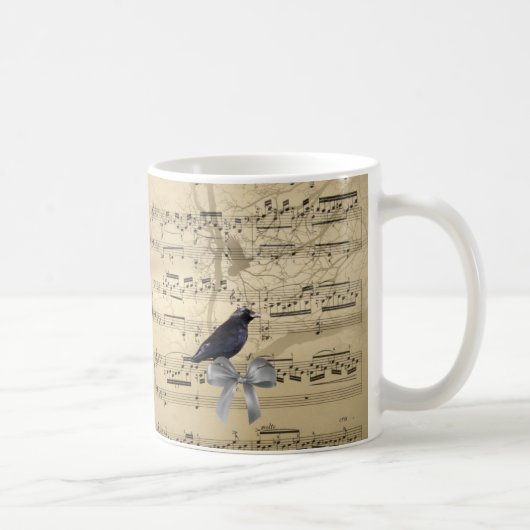 音楽シートでカラスを鳴らす コーヒーマグカップ (右)