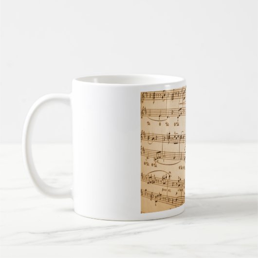 音楽シートのクラシックのマグ コーヒーマグカップ (左)