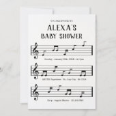 音楽シートノート赤ちゃんシャワー 招待状 (正面)