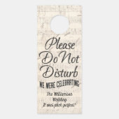 音楽シートビンテージ結婚式へようこそ邪魔しない ドアノブサイン (正面)