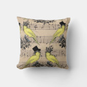 音楽シ結婚ートフランスのの黄色い鳥の枕 クッション (正面)