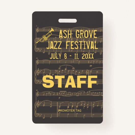 音楽ジャズテーマのイベントへのアクセスのためのイベントのバッジ バッジ (正面)