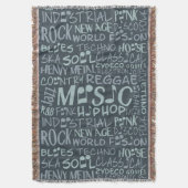 音楽ジャンル単語コラージュカスタム毛布 スローブランケット (正面縦)