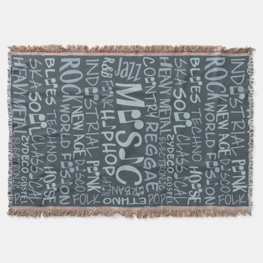 音楽ジャンル単語コラージュカスタム毛布 スローブランケット (正面)