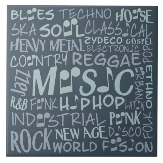 音楽ジャンルWordコラージュのタイル タイル (正面)
