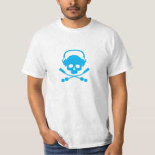 音楽スカル-青 Tシャツ