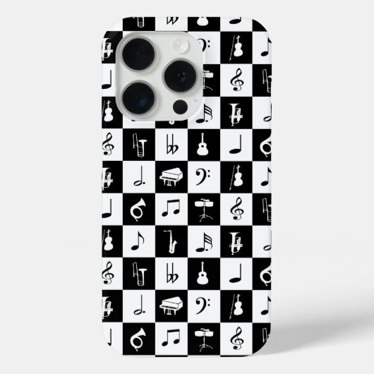 音楽スタイリッシュノートと楽器白黒 Case-Mate iPhoneケース (裏面)
