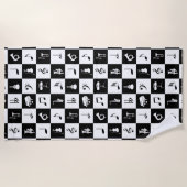 音楽スタイリッシュ注モダンおよび楽器 ビーチタオル (正面)