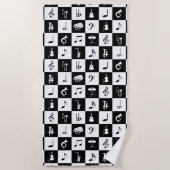 音楽スタイリッシュ注モダンおよび楽器 ビーチタオル (正面)