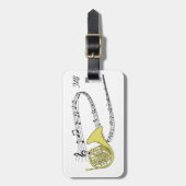 音楽スタッフとホーフランスのンスケッチとイニシャル ラゲッジタグ (正面縦)