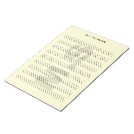 音楽スタッフ透かし付きメモ帳 ノートパッド (アングル)