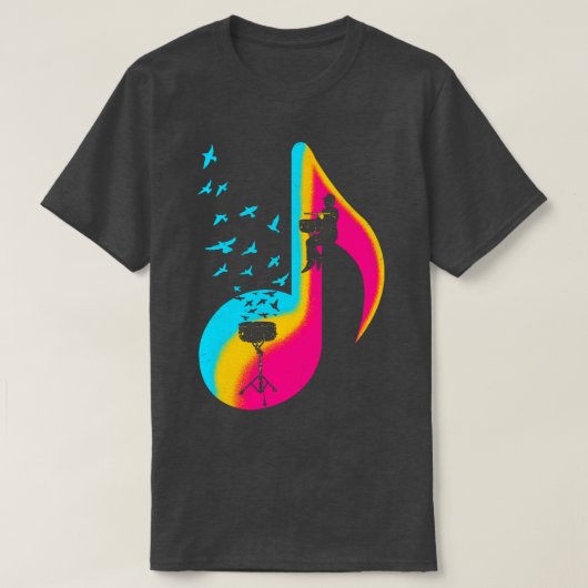 音楽スネアドラムプレーヤー Tシャツ (デザイン正面)