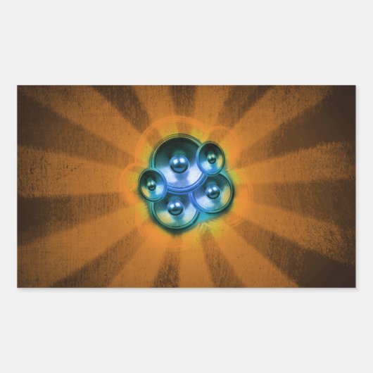 音楽スピーカーとオレンジ色の日が差すこと 長方形シール (正面)