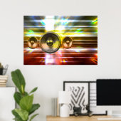 音楽スピーカーとパーティーライト ポスター (ホームオフィス)