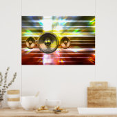 音楽スピーカーとパーティーライト ポスター (キッチン)