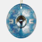 音楽スピーカーと曇り青空 セラミックオーナメント (左)