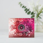 音楽スピーカーと絵を描（ばちゃばちゃ）跳ねる ポストカード (スタンド正面)