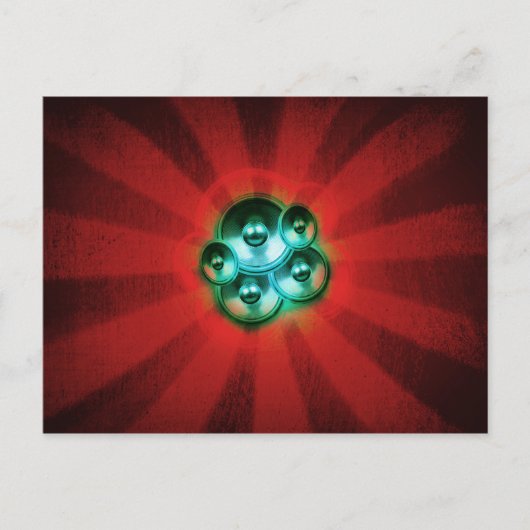 音楽スピーカーと赤い日が差すこと ポストカード (正面)