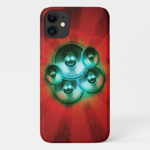 音楽スピーカーと赤い日が差すこと iPhone 11 ケース