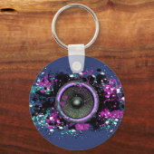 音楽スピーカーと飛び散ったペンキ キーホルダー (正面)
