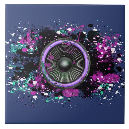 音楽スピーカーと飛び散ったペンキ タイル (正面)