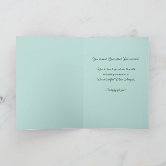 音楽セラピーボード認定卒業おめでとう カード (内部)