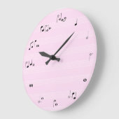 音楽タイムレコーダー-ガーリーな淡いピンク ラージ壁時計 (傾斜)