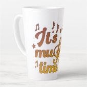 音楽タイム、金ゴールドギターミュージカル カフェラテマグ (左アングル)