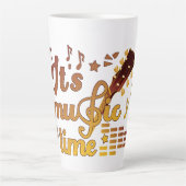 音楽タイム、金ゴールドギターミュージカル カフェラテマグ (正面)