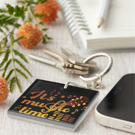 音楽タイム、金ゴールドギターミュージカル キーホルダー