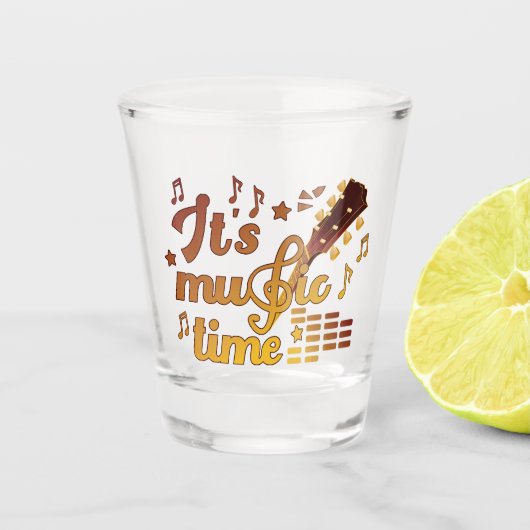 音楽タイム、金ゴールドギターミュージカル ショットグラス (正面)