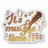 音楽タイム、金ゴールドギターミュージカル シール (正面)