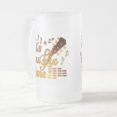 音楽タイム、金ゴールドギターミュージカル フロストグラスビールジョッキ (正面左)