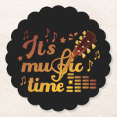 音楽タイム、金ゴールドギターミュージカル ペーパーコースター (正面)